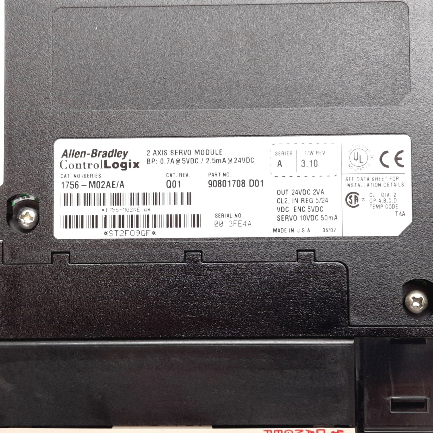 Used Allen Bradley 1756-M02AE/A Q01 ControlLogix 2-Axis Servo Module, 5VDC / 24VDC