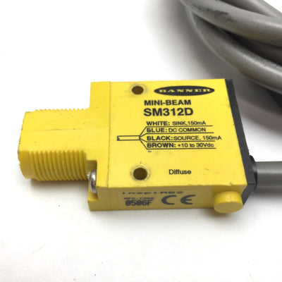 Used Banner SM312D Mini-Beam Photoelectric Sensor, NPN/PNP, Range 380mm, 10-30VDC