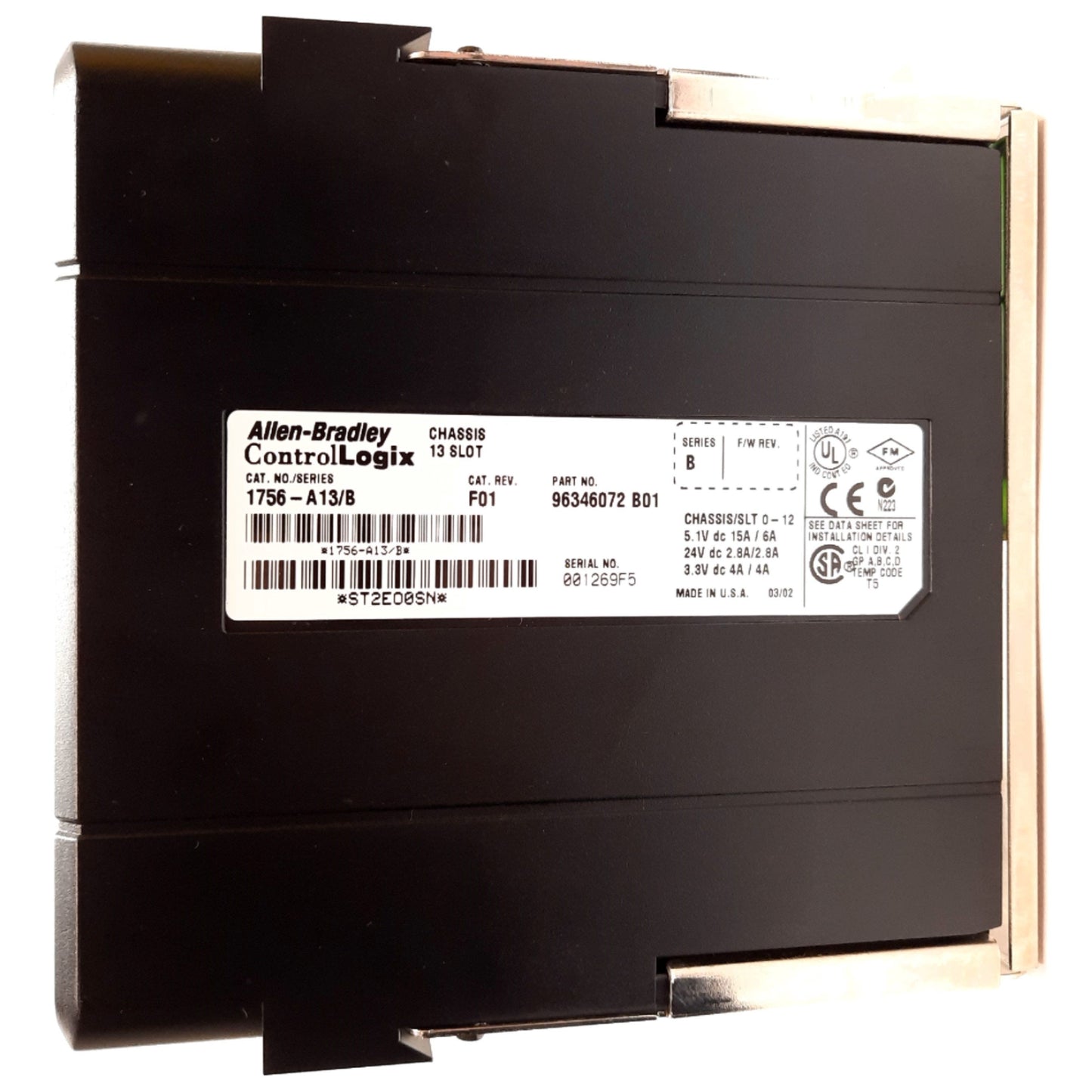 Used Allen Bradley 1756-PA72/B ControlLogix Power Supply With 1756-A13/B Rack Chassis