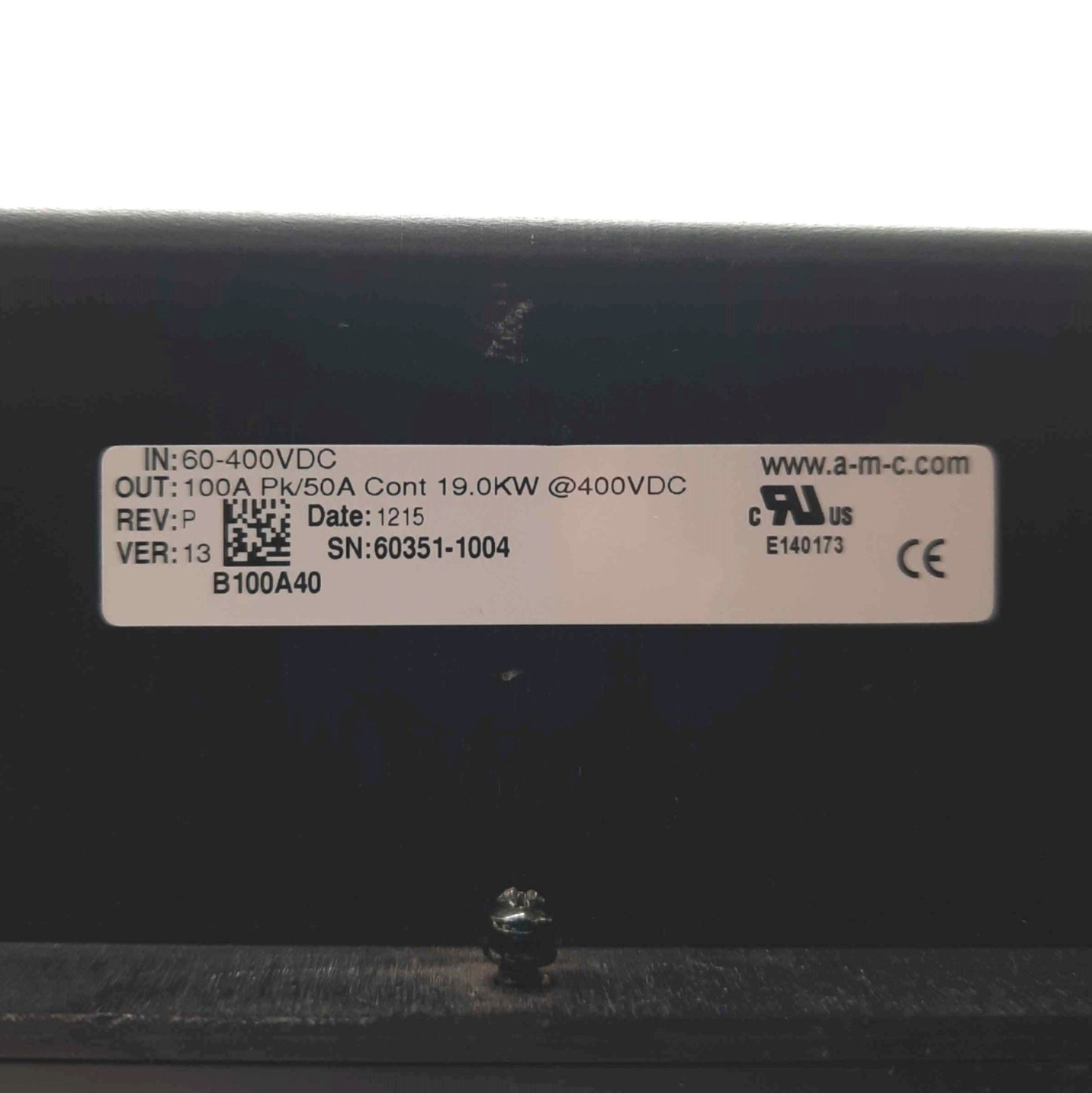 Used Advanced Motion Controls B100A40 Servo Amplifier, 19kW, 50A Cont, 60-400VDC