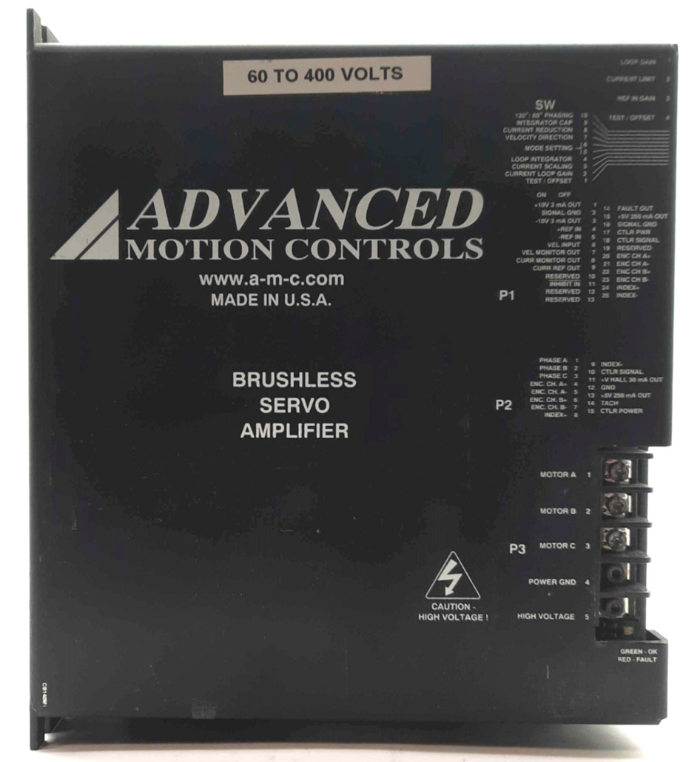 Used Advanced Motion Controls B100A40 Servo Amplifier, 19kW, 50A Cont, 60-400VDC