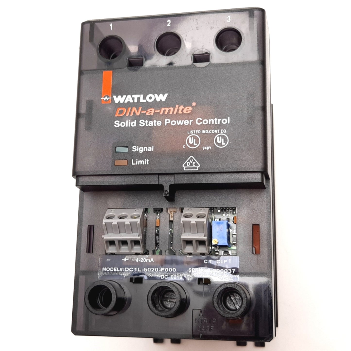 Used Watlow DC1L-5020-F000 DIN-a-mite Solid State Power Control, 208VAC, 50A