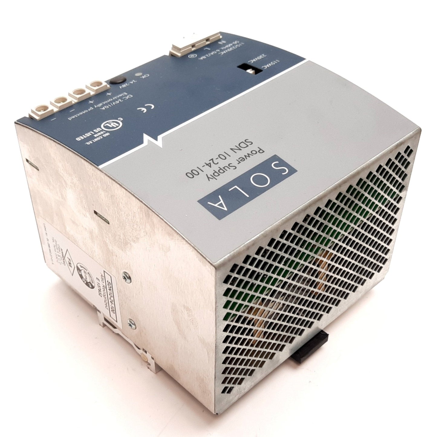 Used Sola SDN 10-24-100 Power Supply, Input: 115/230VAC 6/2.8A, Output: 24VDC 10A