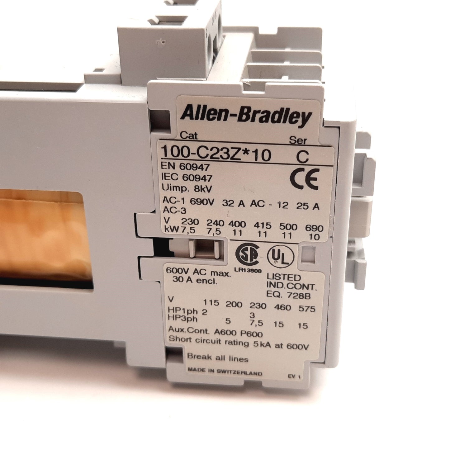 Used Allen Bradley 100-C23Z*10 Contactor, 3-Pole w/ N/O Aux, Coil: 24VDC, 30A 600VAC