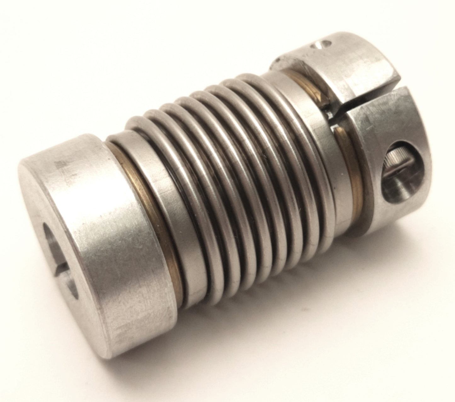 Used Jakob MKM 2 - 1/4" - 3/8" Metal Bellows Coupler 1/4" x 3/8" Bores, 43mm Length