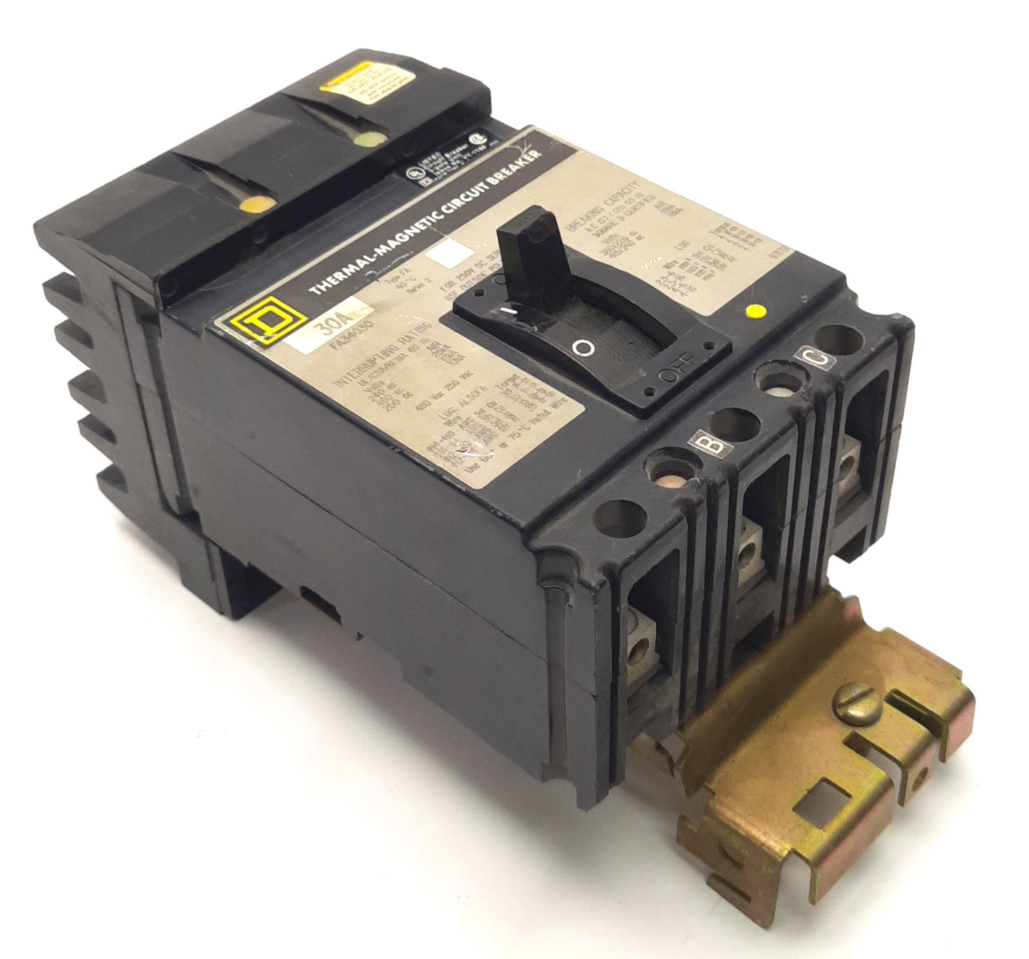 Used Schneider Electric FAL34030 Square D Circuit Breaker 30A,480v AC/250v DC, 3 Pole