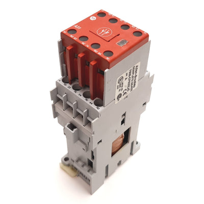 Used Allen Bradley 700S-CF620ZJC Safety Control Relay, 4-Pole + Aux Block, Coil 24VDC