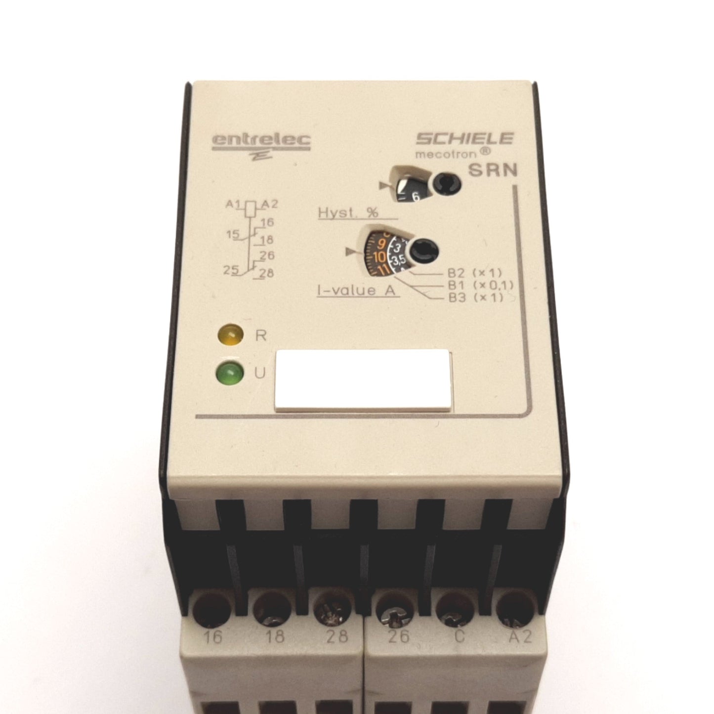 Used Entrelec SRN mecotron Current Monitoring Relay, Coil 220-240VAC, 2 SPDT Contacts