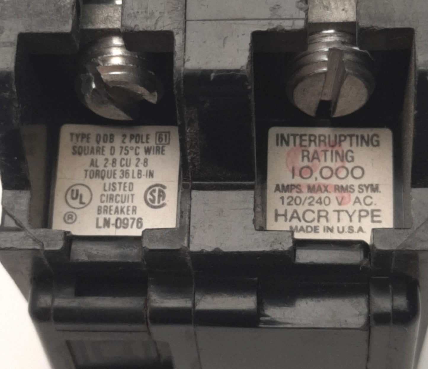 Used Schneider Electric QOB240 Square D Circuit Breaker 40A, 120/240v AC, 2 Poles
