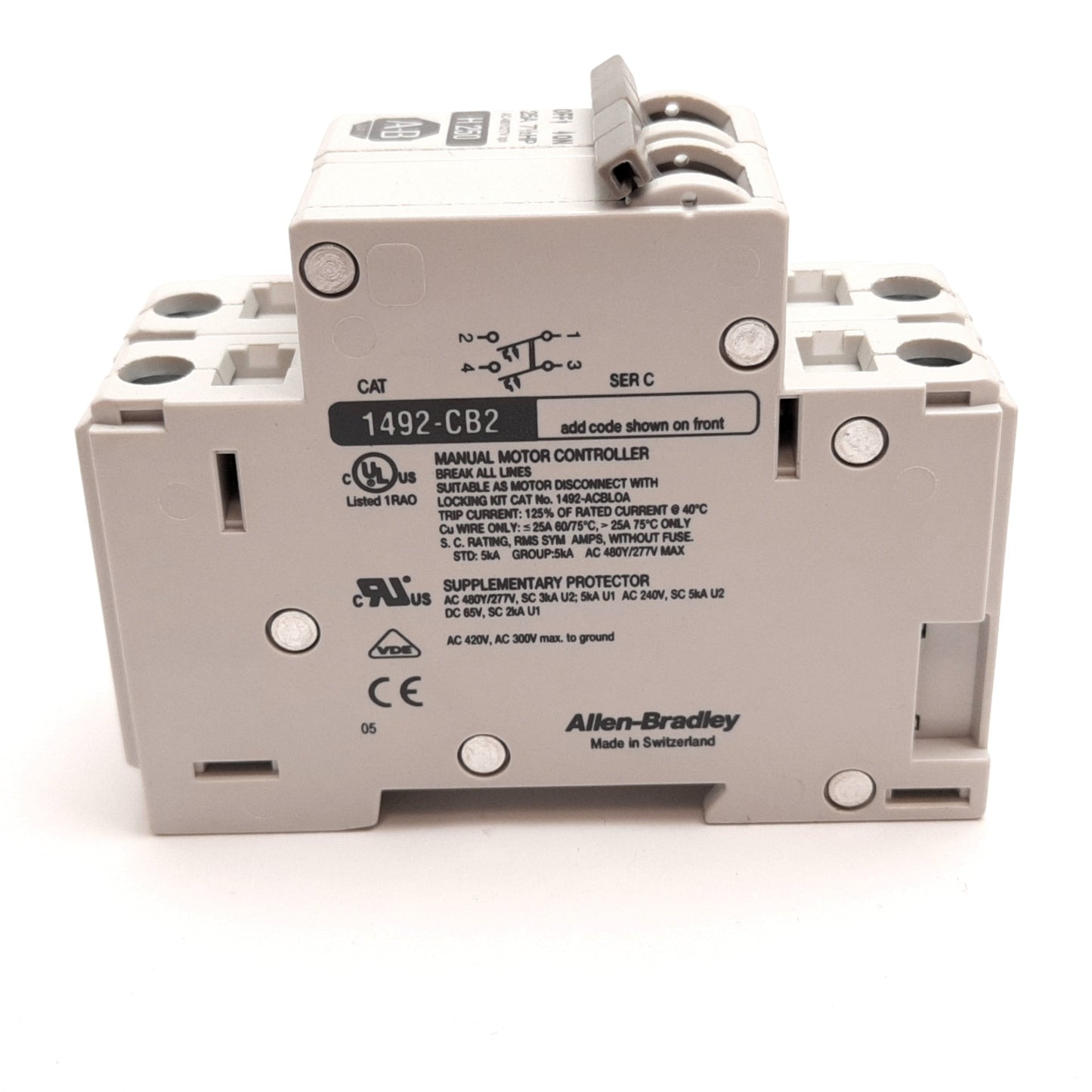 Used Allen Bradley 1492-CB2 H250 Circuit Breaker, 2-Pole, Rating: 25A 480Y/277VAC