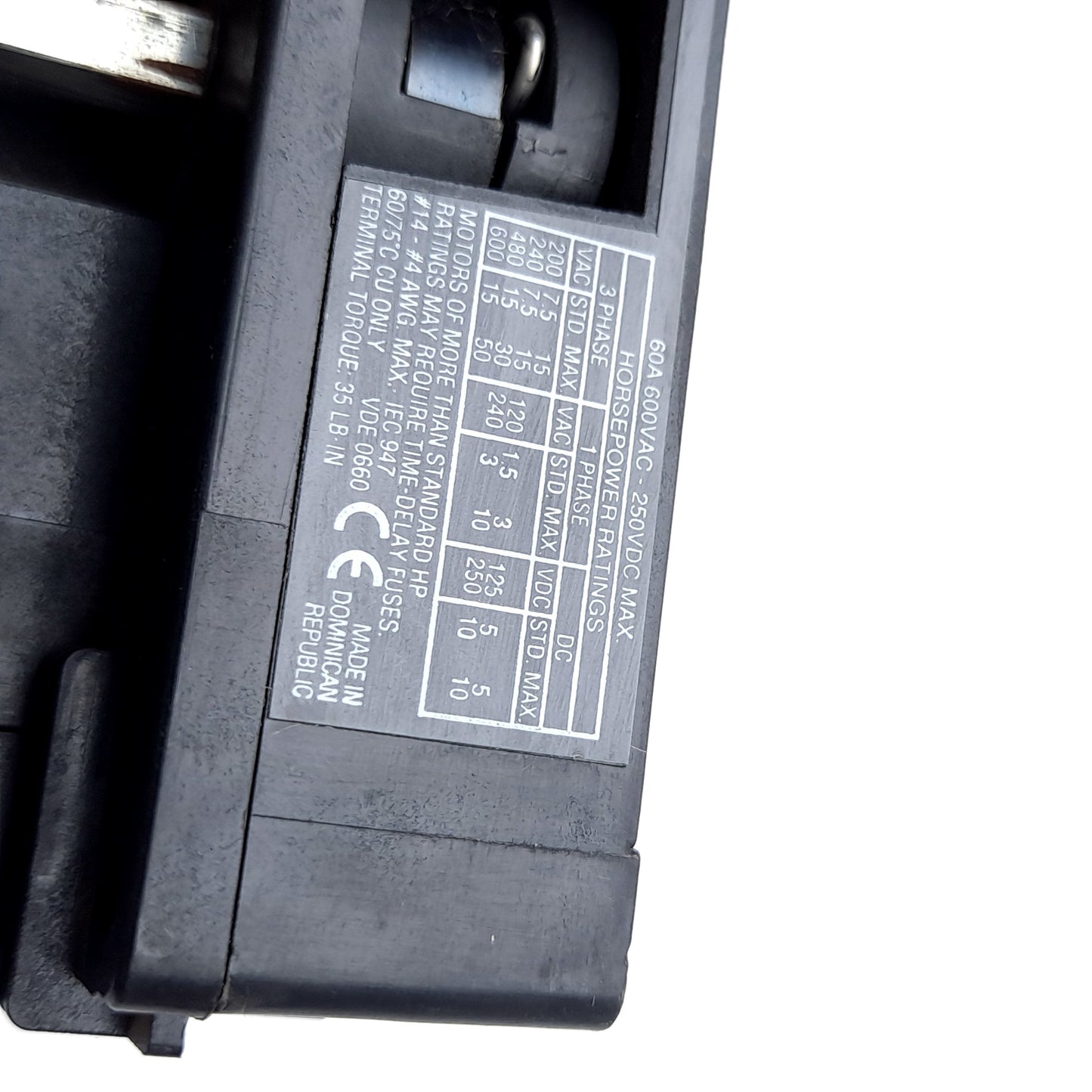 Used Allen Bradley 194R-NJ060P3 SER. B Disconnect Switch, Rating: 60A 600VAC - 250VDC