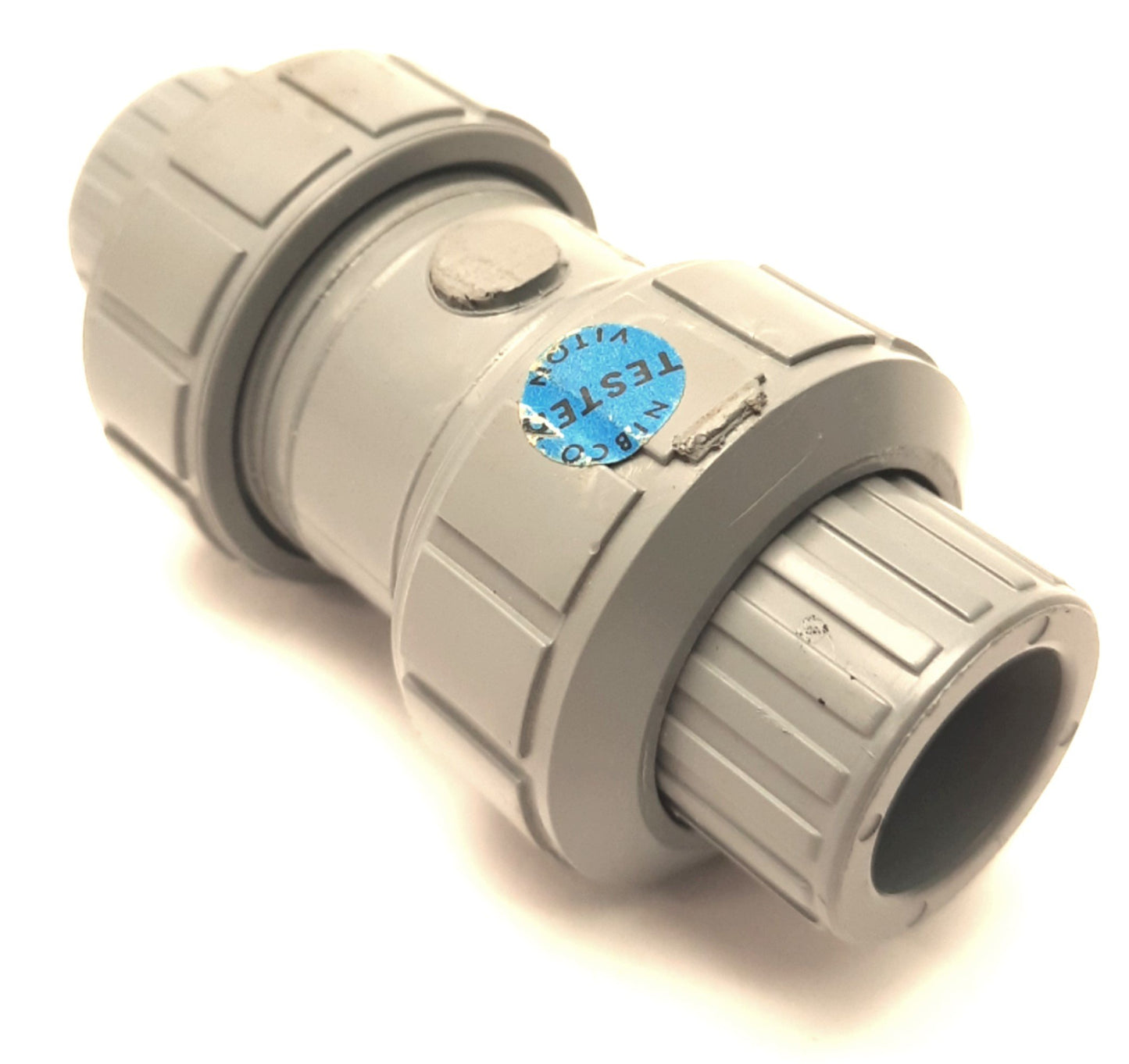 Used Chemtrol MB801U6 Nibco Ball Check Valve, Universal Ends, 1/2" Size, Schedule 80