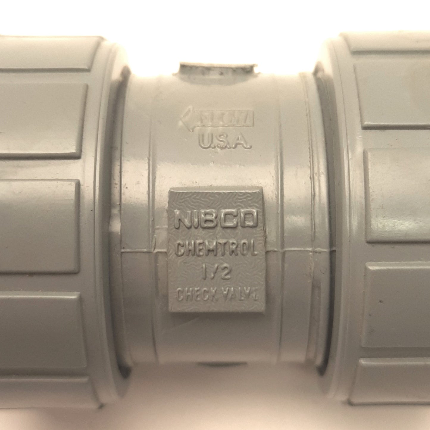 Used Chemtrol MB801U6 Nibco Ball Check Valve, Universal Ends, 1/2" Size, Schedule 80