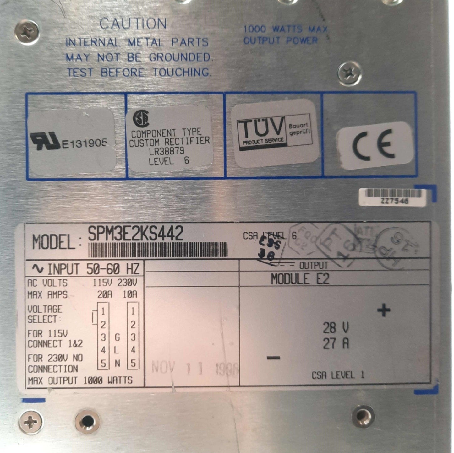 Used Synrad DC-2 LASER Power Supply, Out: 30VDC 16A In: 90-132/175-264VAC 9A 50/60Hz