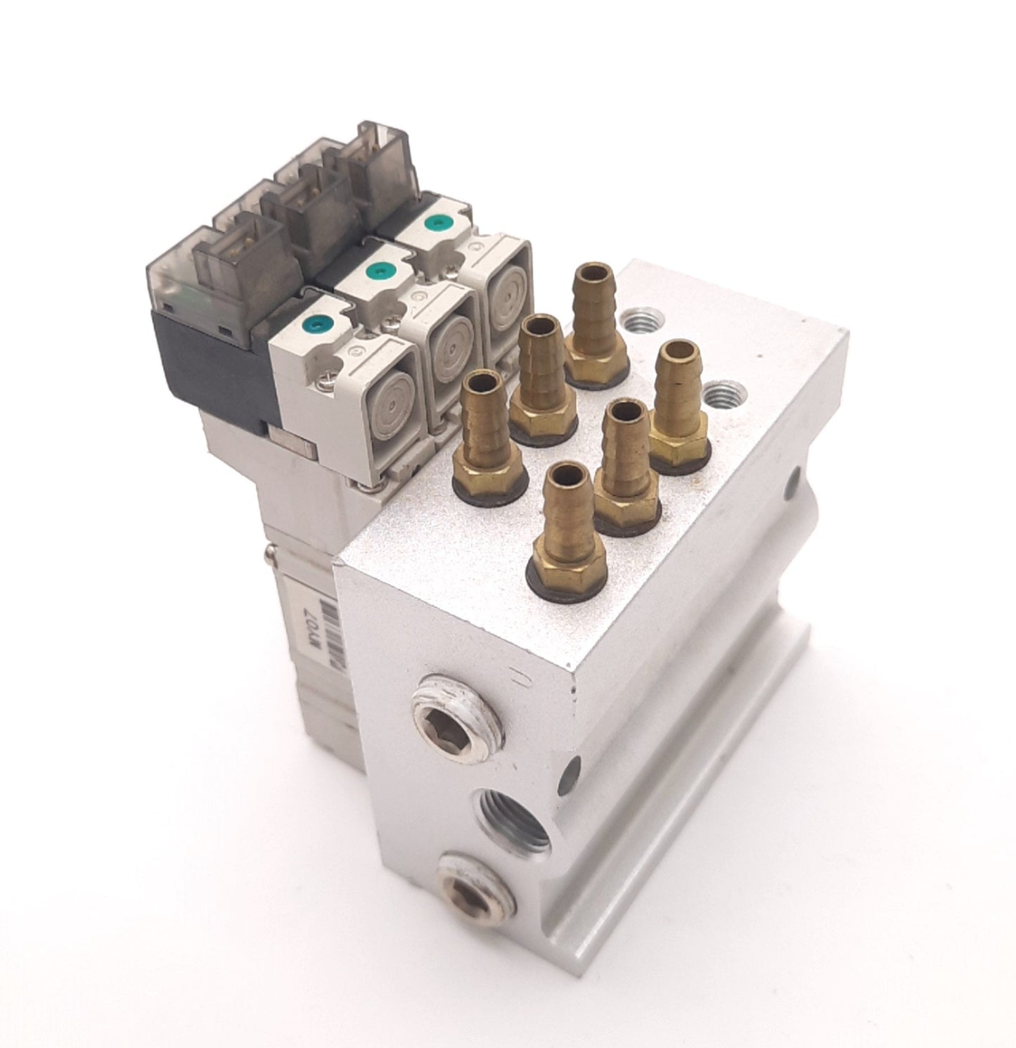 Used TPC DV1140 Solenoid Valves (x3) with Manifold, 24VDC Coil, 5-Port 2-Position