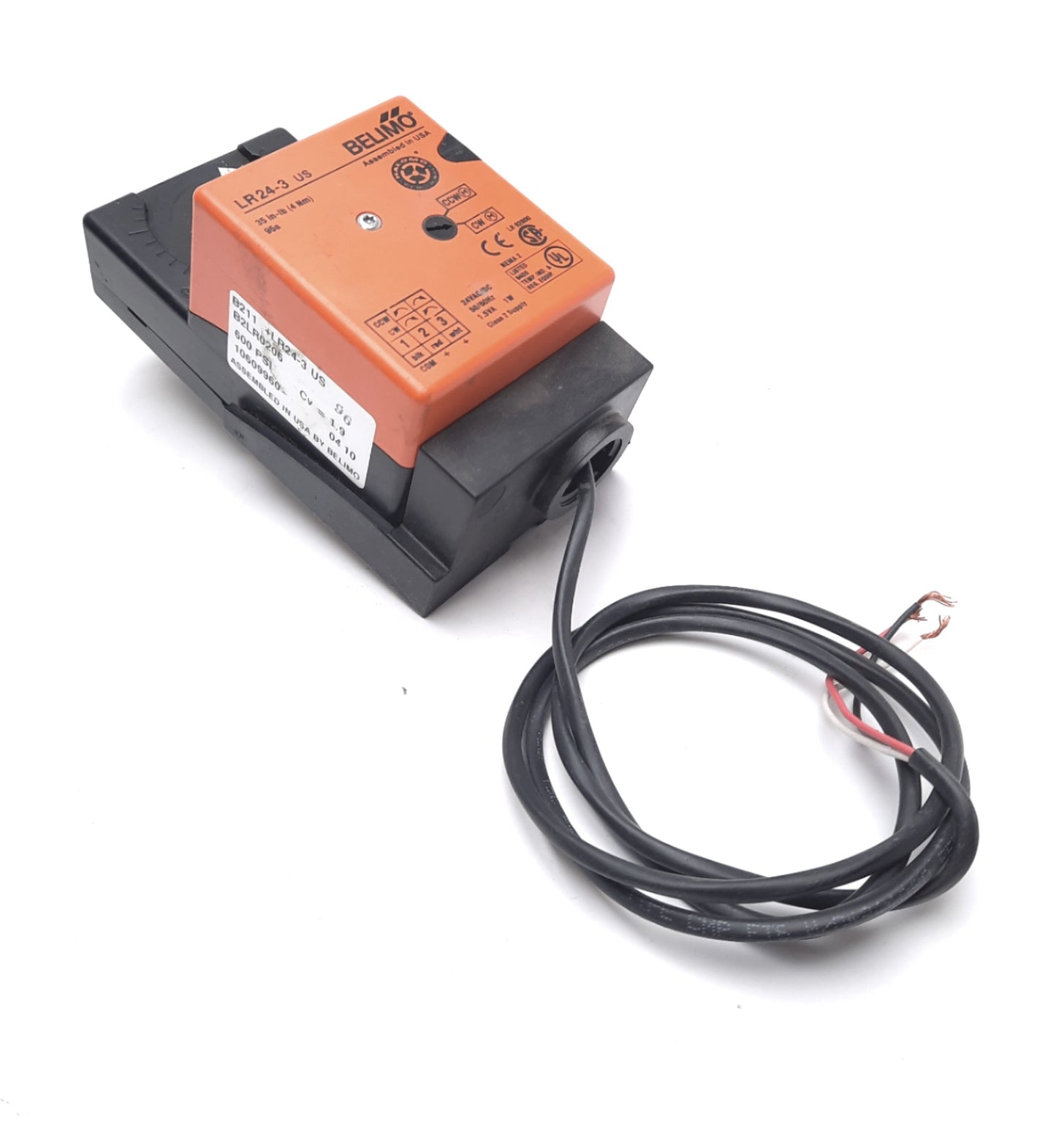 Used Belimo LR24-3 Non Spring Damper Actuator 42VAC/VDC 1W 35 in-lb NEMA 2