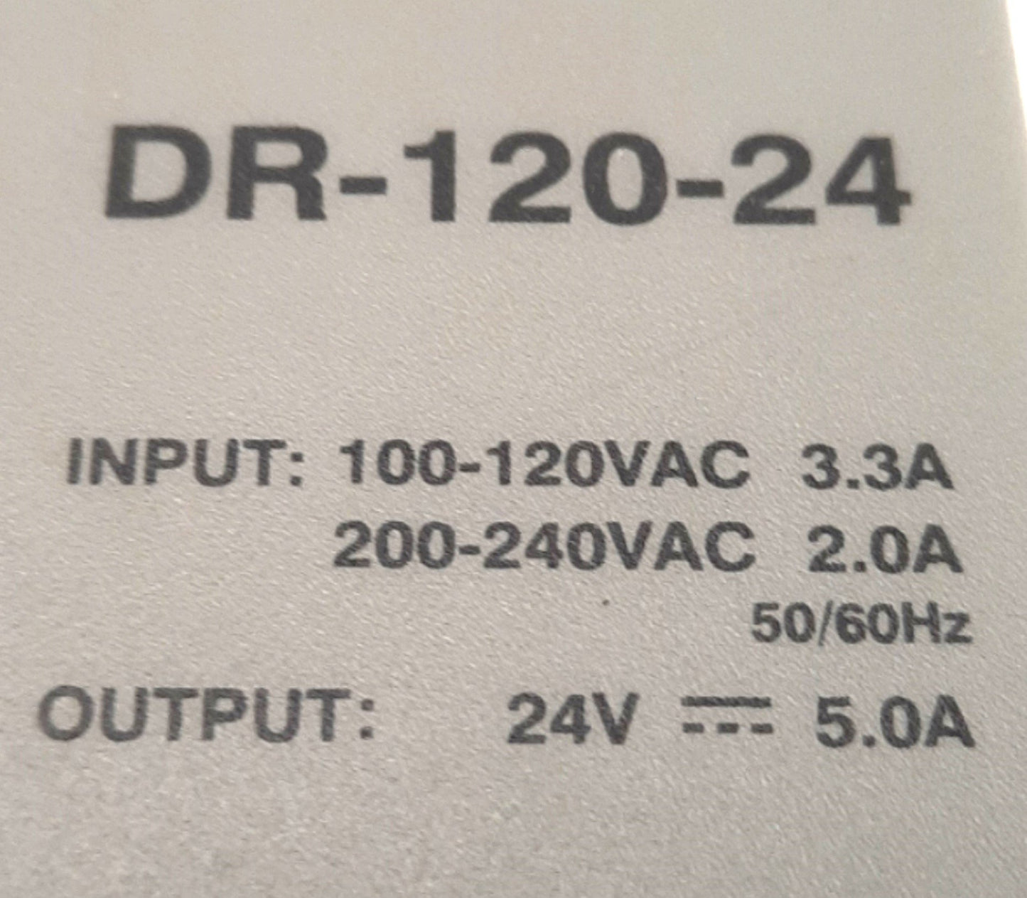 Used Mean Well DR-120-24 AC/DC Power Supply 115/230v AC Input, 24v DC 120W Output