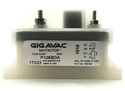 New GIGAVAC P105BDA Contactor, 1-Pole NO, 1200VDC 50A Rating, 12VDC Coil