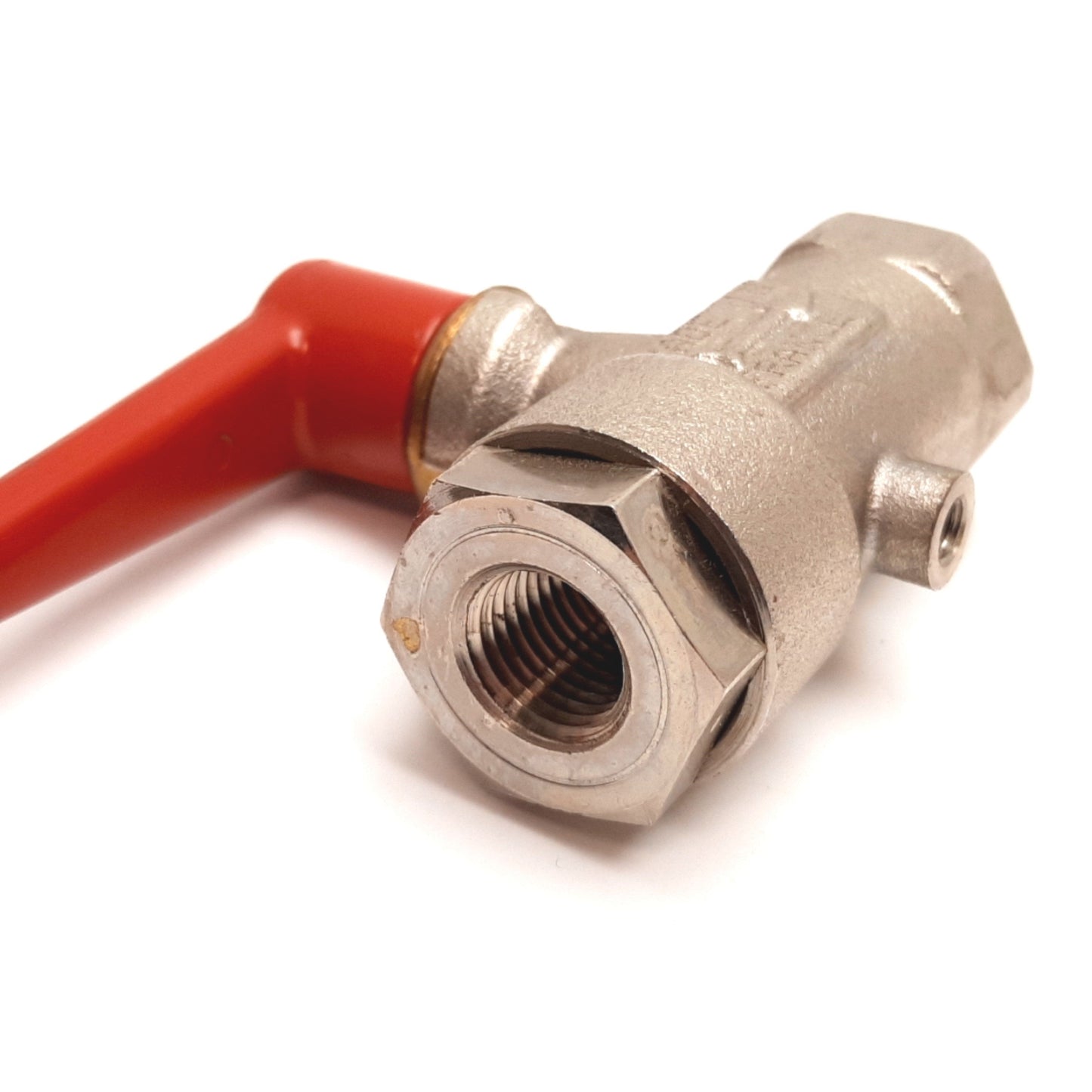 Used Legris 0489 07 14 Vented Brass Ball Valve, Ports: 1/4" NPT, Vent: M5x0.8