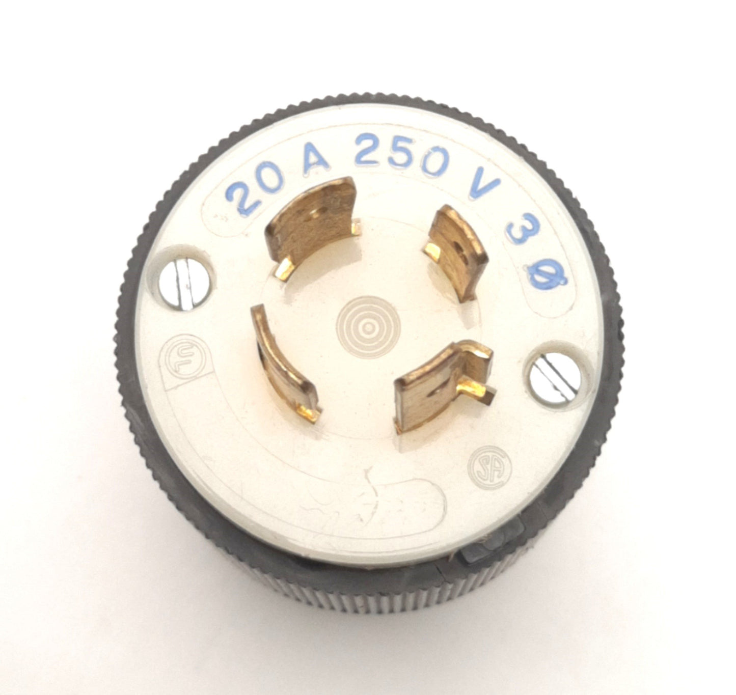 Used Hubbell HBL2421 Twist-Lock Turn & Pull Plug, Male, 3-Pole, 250VAC 3Amps, 3 Ø