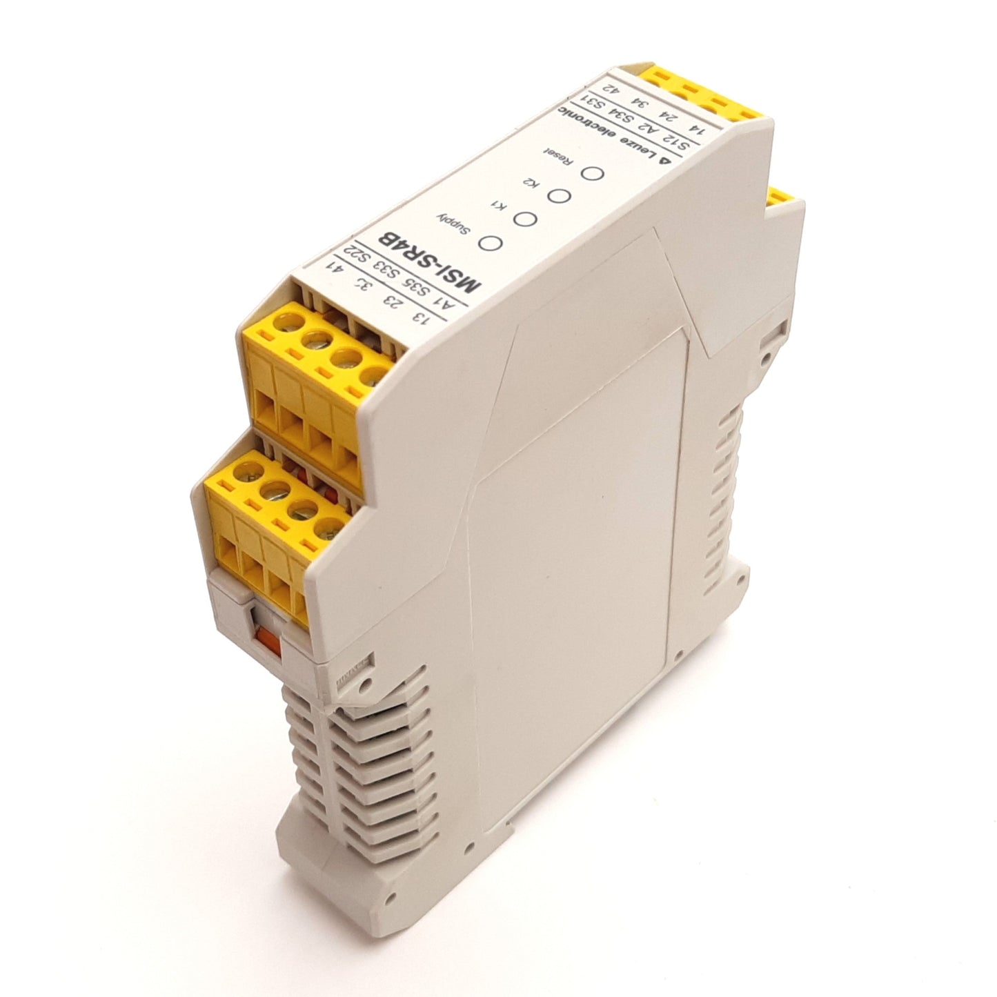 Used Leuze MSI-SR4B-01 Emergency E-Stop Safety Relay, 24VAC/DC, 3x N/O, 230VAC 3A