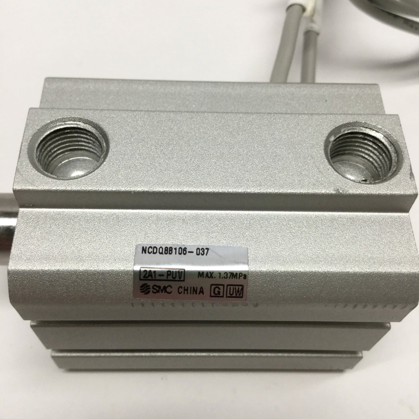 Used SMC NCDQ8B106-037 Compact Pneumatic Cylinder 1-1/16" Bore 3/8" Stroke w/Switches