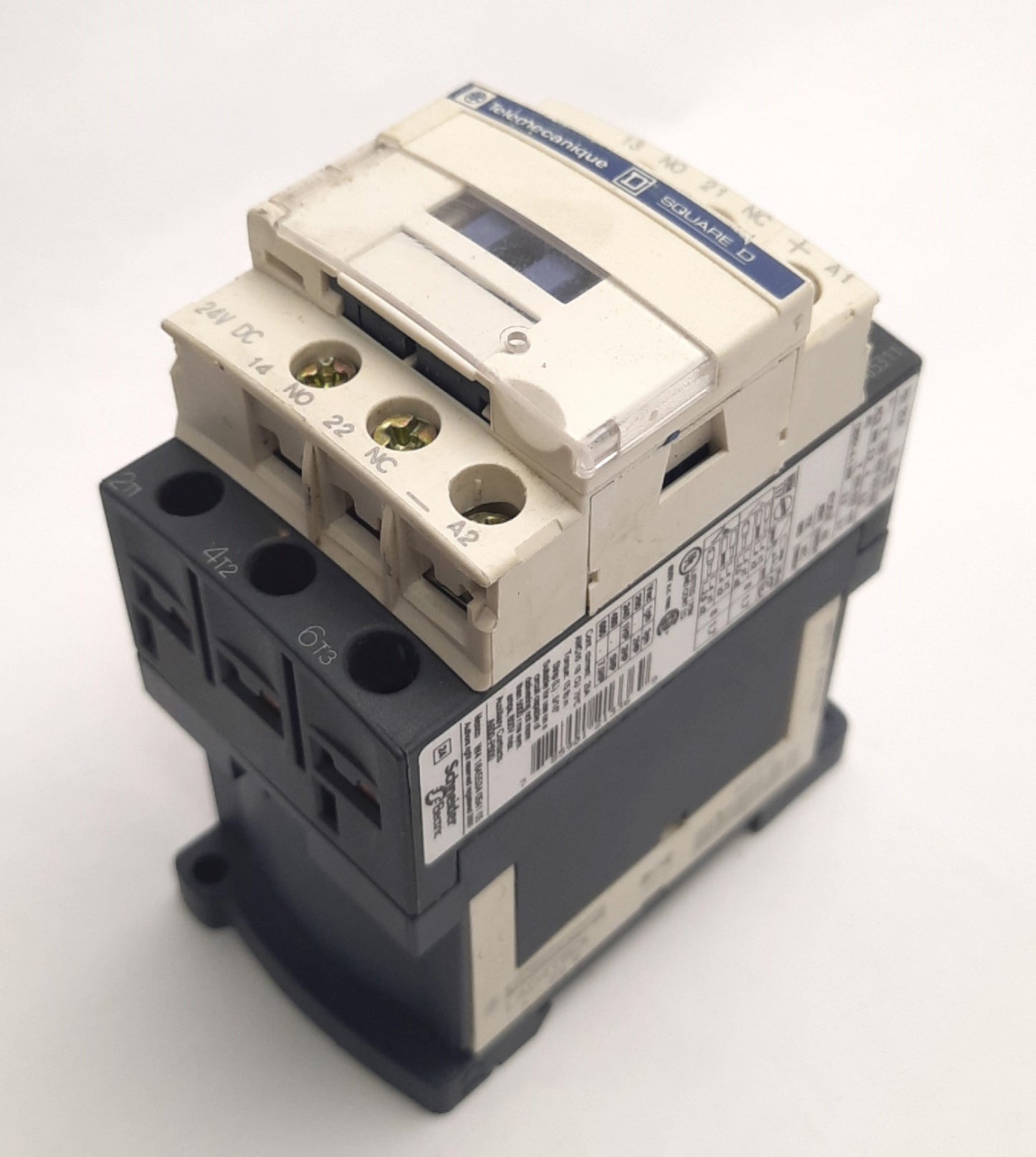 Used Schneider Electric LC1D09BD Square D Contactor 3P, 24v DC Control, w/ LAD4TBDL