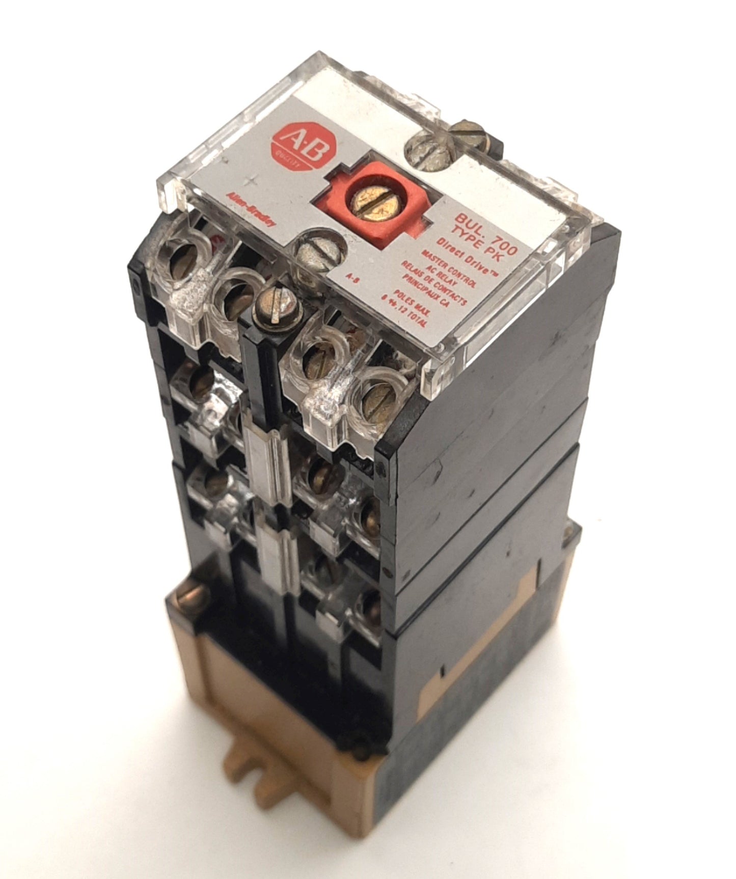 Used Allen-Bradley 700-PK1200A1 Ser D Control Relay 115-120vAC Coil, 20A @ 600VAC