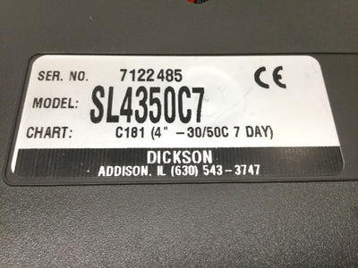 Used Dickson SL4350C7 4" Temperature Chart Recorder, Battery Powered, 7-Day, -30/50°C
