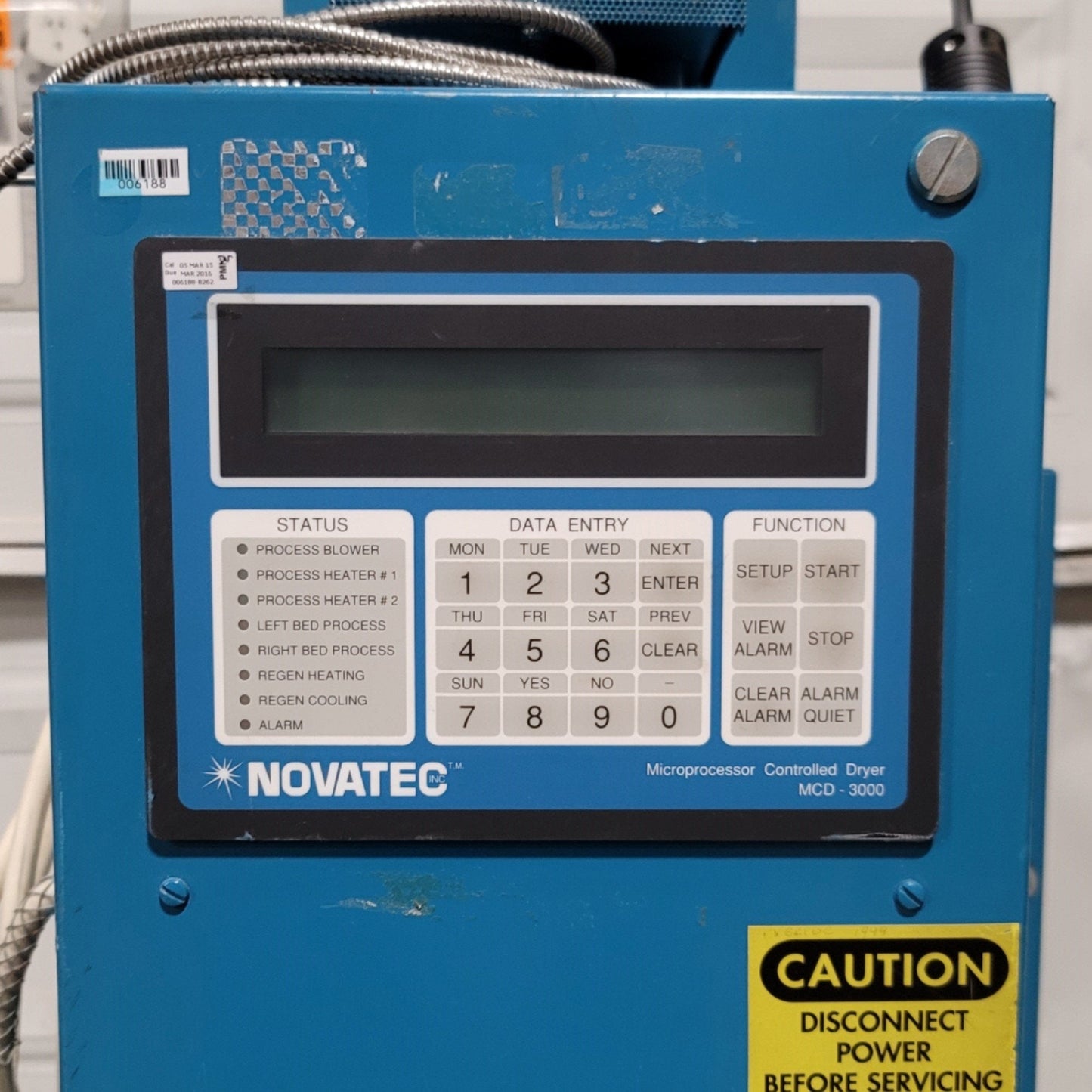 Used NOVATEC MDM-25S Micro Dual Bed Desiccant Dryer W/MDC-3000 Controller 25lb/hr