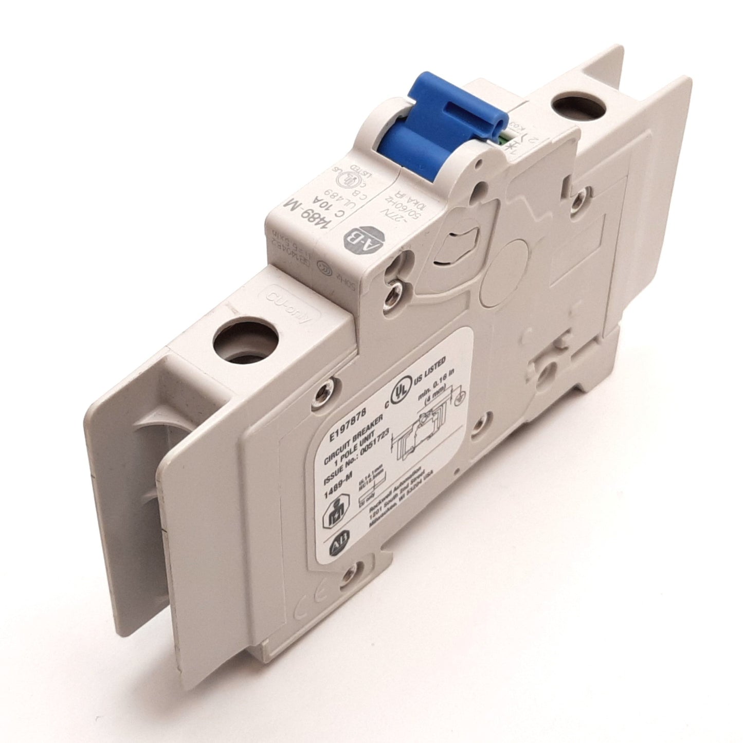 Used Allen Bradley 1489-M1C100 Circuit Breaker, 1-Pole, C-Curve, 277VAC 48VDC 10A