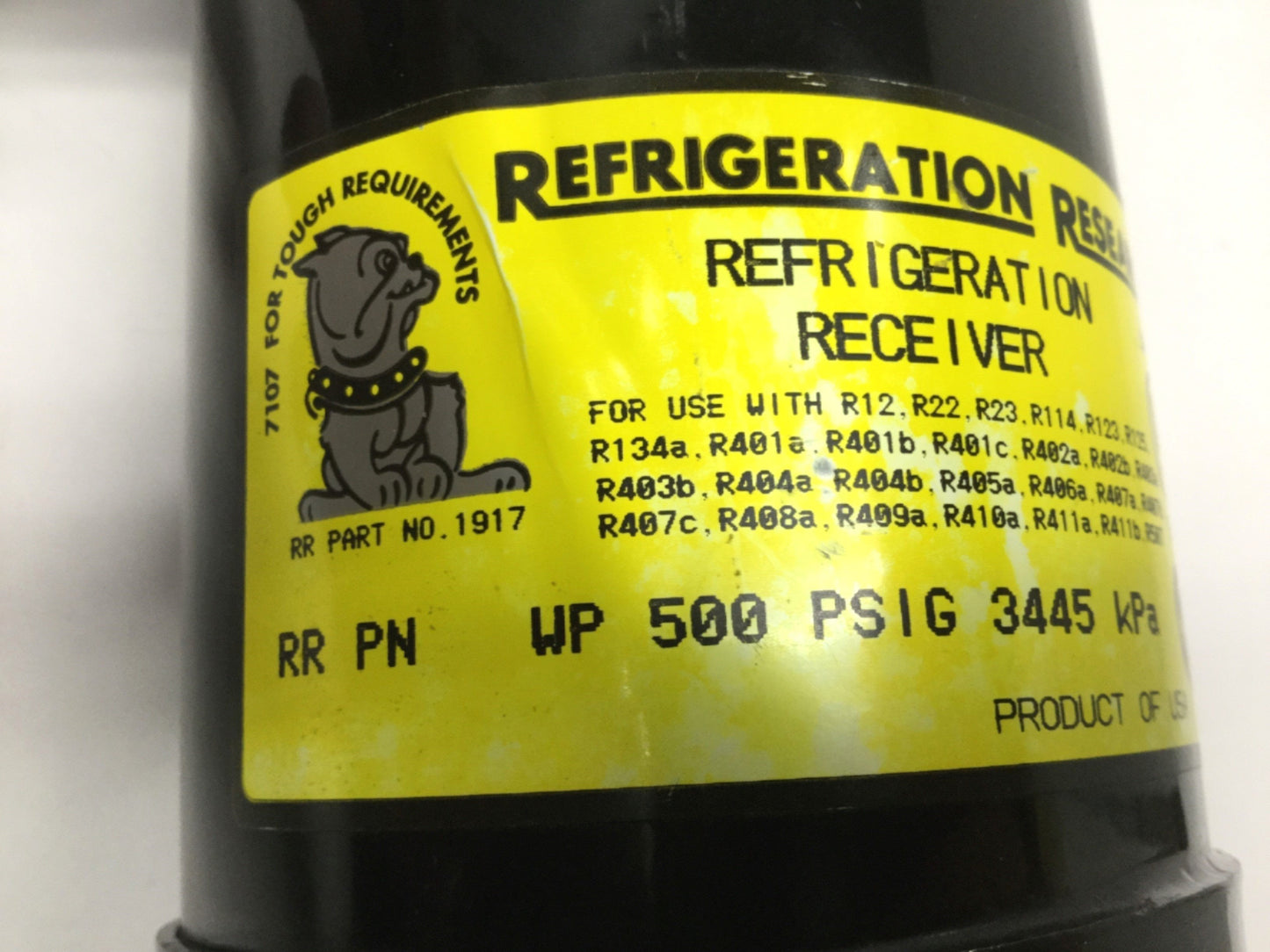 Used Refrigeration Research 1917 Refrigerant Receiver 500psi, 3lb Pump Down, 1/4 SAE