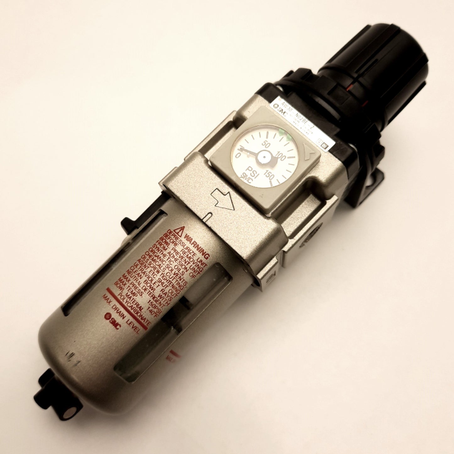 Used SMC AW30-N02BE-Z Filter/Regulator w/ 150PSI Gauge, 7-125 PSI Set Pressure