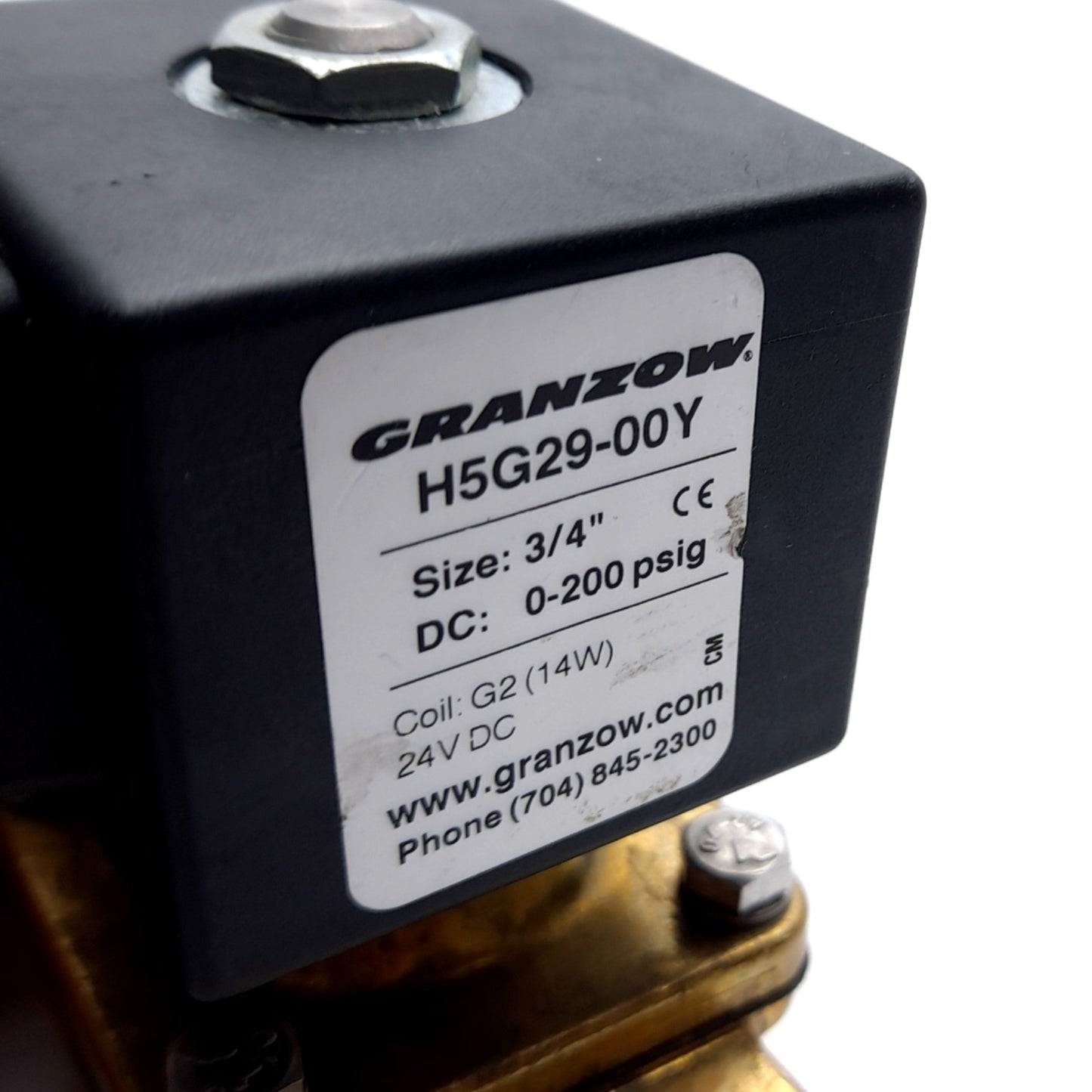 Used Granzow H5G29-00Y Ser H Solenoid Valve, 3/4"NPT, 0-200psi, Coil: 24VDC