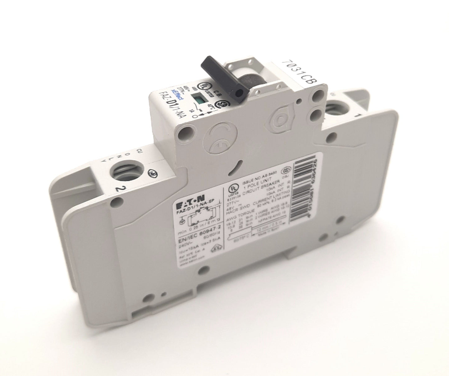 Used Eaton FAZ-D1/1-NA-SP Circuit Breaker 1 Pole, 277v AC 48v DC 1A, 10kA, DIN