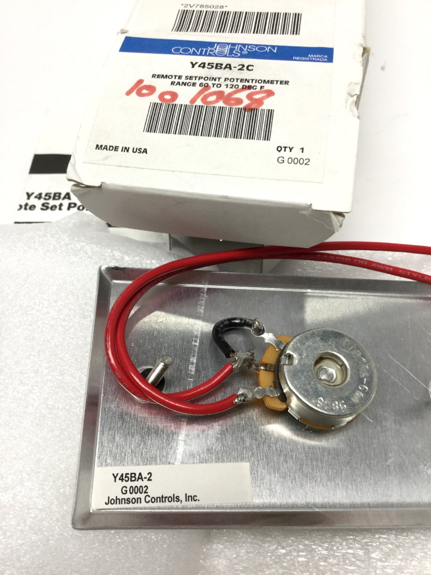 New Johnson Y45BA-2C Manual Potentiometer, Remote Setpoint, 60° to 120°F, 750 Ohm