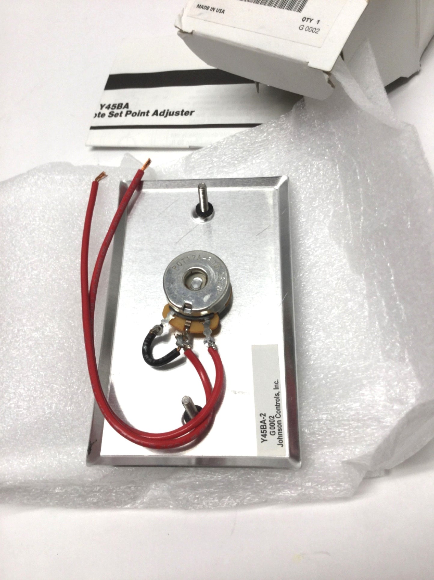New Johnson Y45BA-2C Manual Potentiometer, Remote Setpoint, 60° to 120°F, 750 Ohm