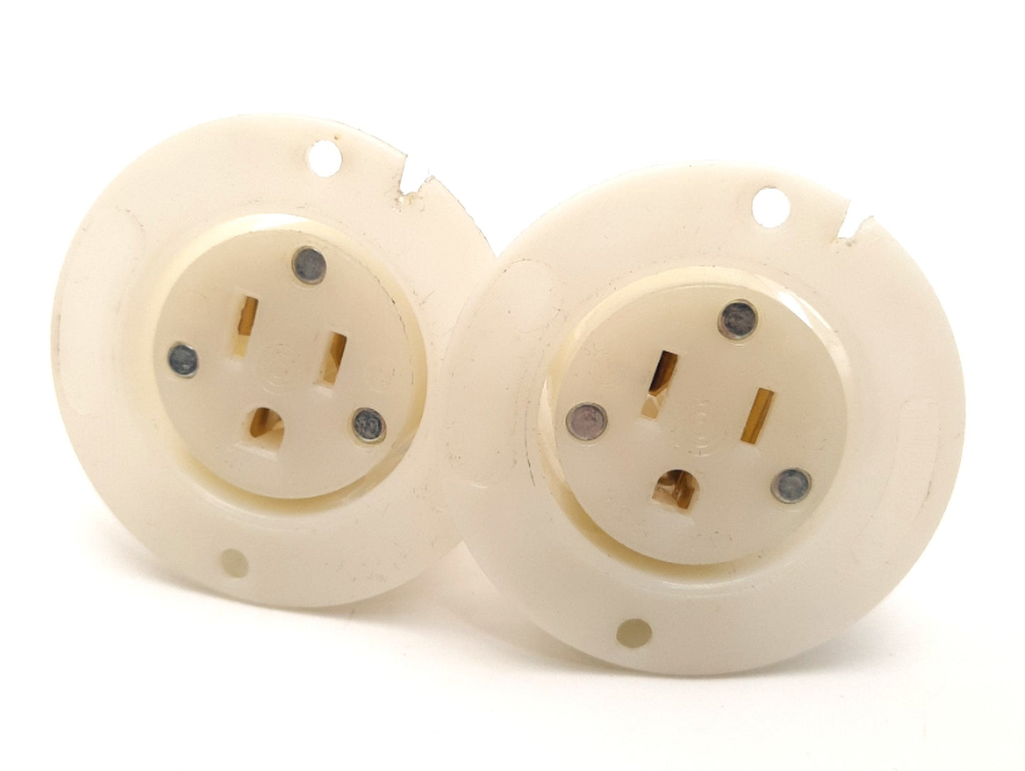 Used Lot of 2 Hubbell HBL5279C Straight Blade AC Receptacle, Flanged, 125V 15A, *Cut*