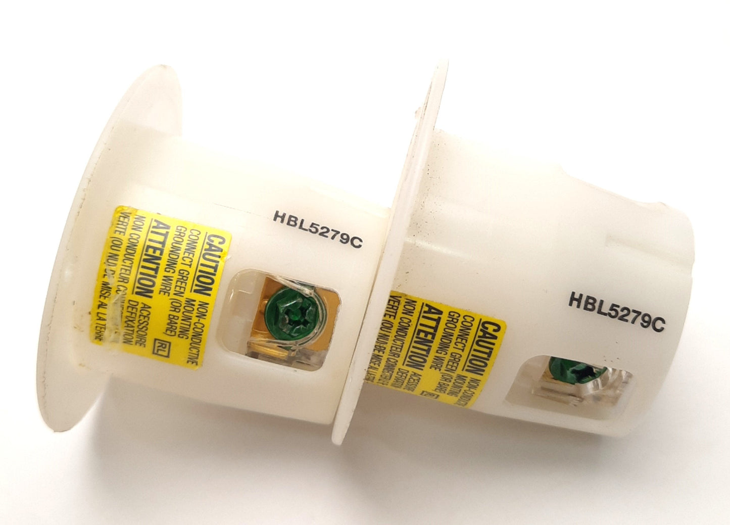 Used Lot of 2 Hubbell HBL5279C Straight Blade AC Receptacle, Flanged, 125V 15A, *Cut*