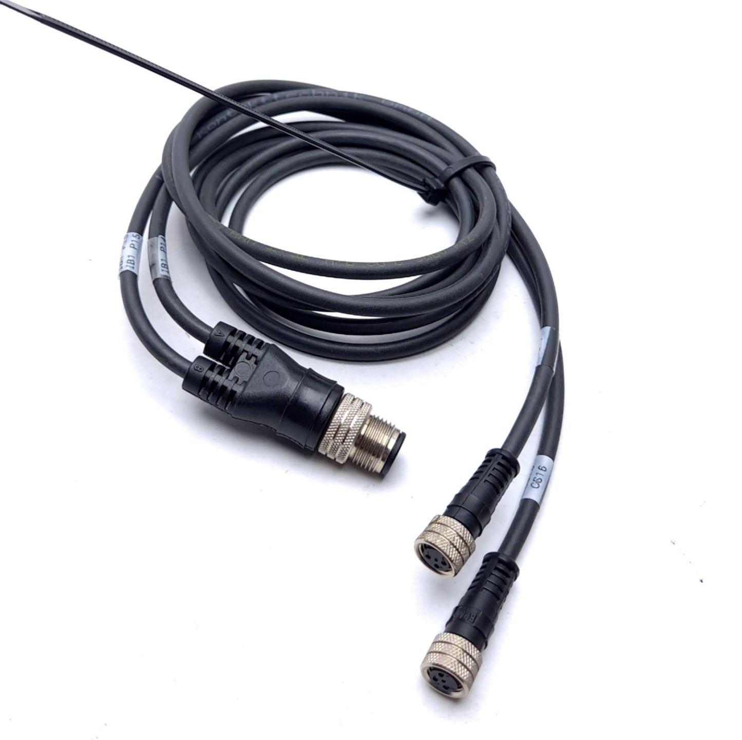 Used Wago 0756-5513/0040-0010 Sensor/Actuator Cable M12 4-Pin Male to 2x M8 3-Pin, 1m