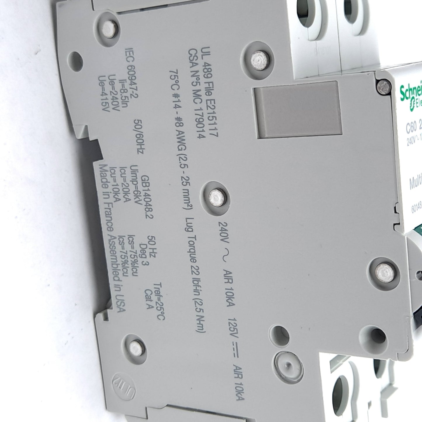 New Schneider Electric 60148 Multi9 Circuit Breaker, 2-Pole, C-Curve, 25A 240VAC