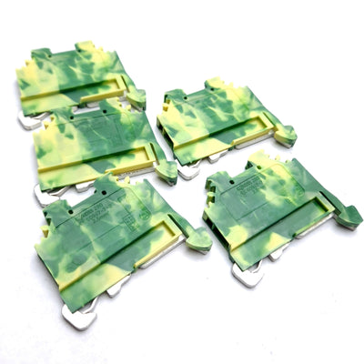 New Lot of 5 Wago 280 Ground Terminal Block, Green/Yellow, 28 - 12 AWG 2.5mm