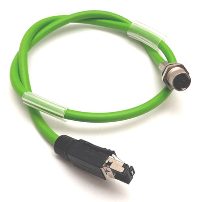 Used Balluff BCC0FYW BCC M415-E834-AG-RP001-006 Cable, RJ45 to 4-Pin M12 Female, 0.6m