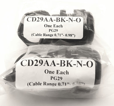 New – Open box Lot of 2 Hummel CD29AA-BK-N-O Sealcon Dome Cable Gland, PG29, 0.71" - 0.98"