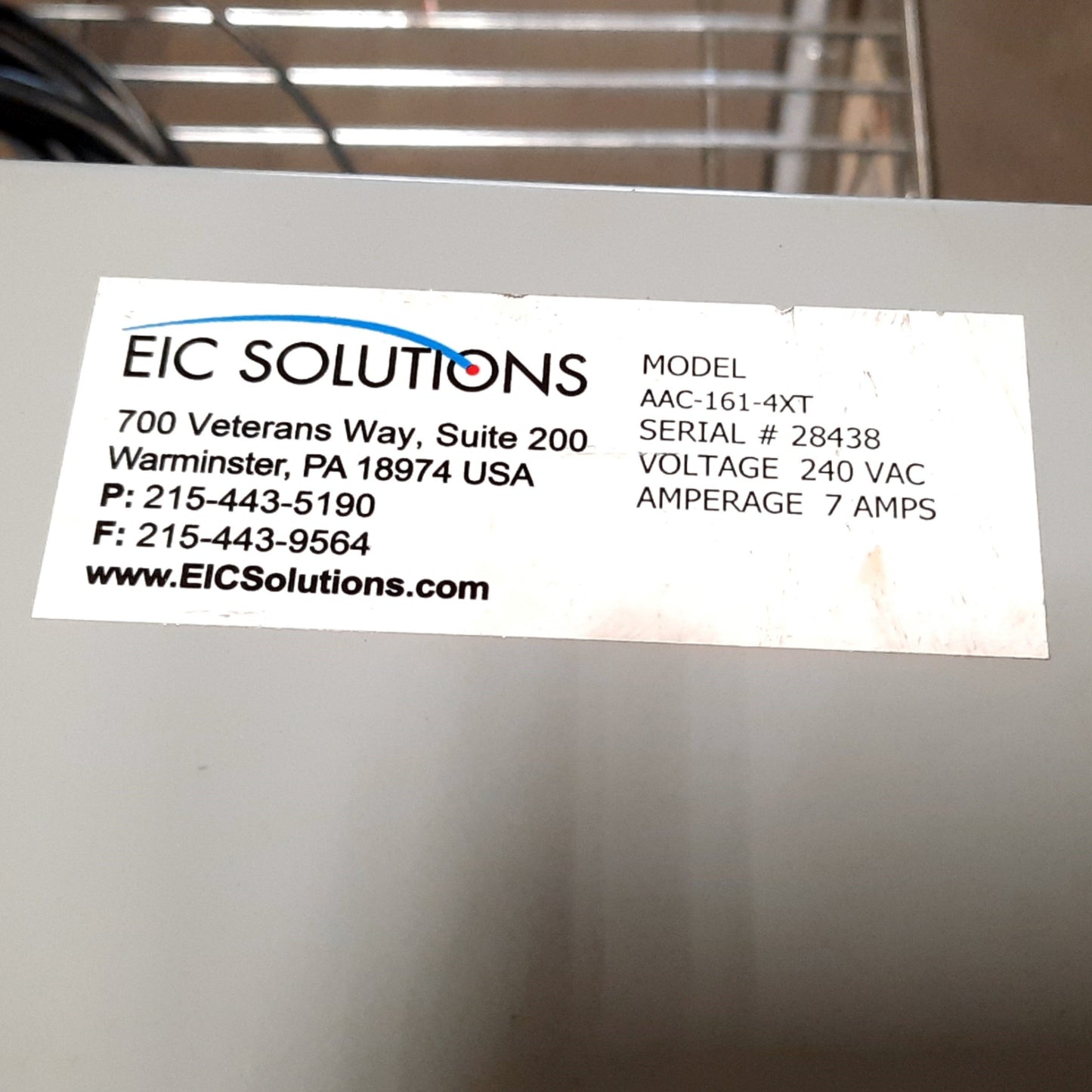 Used EIC AAC-161-4XT Enclosure Cooling 3200BTU Thermoelectric Air Conditioner 240VAC