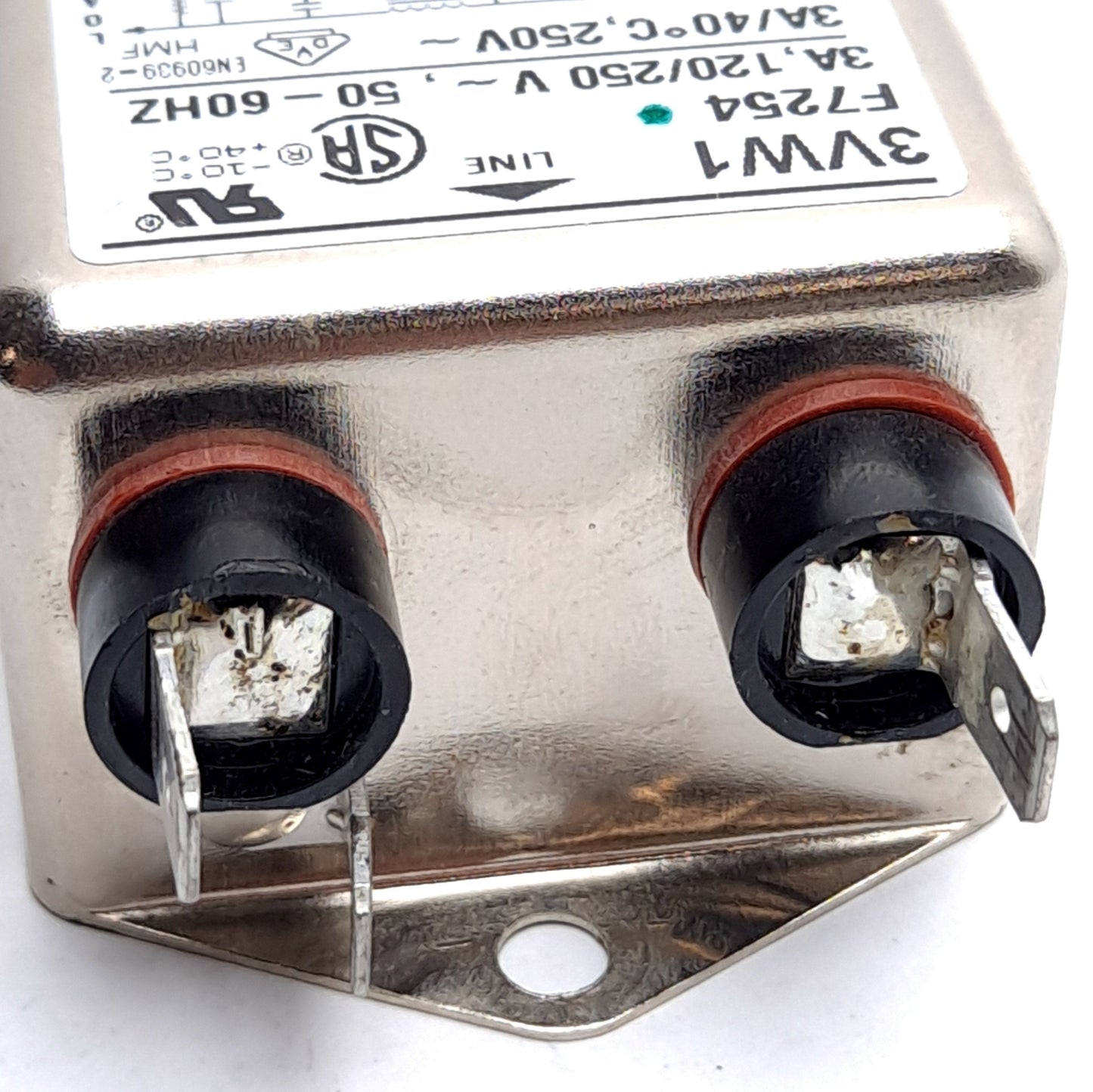 Used Corcom 3VW1 F7254 Power Line RFI Filter, Rating: 3A 120/250VAC 50-60Hz