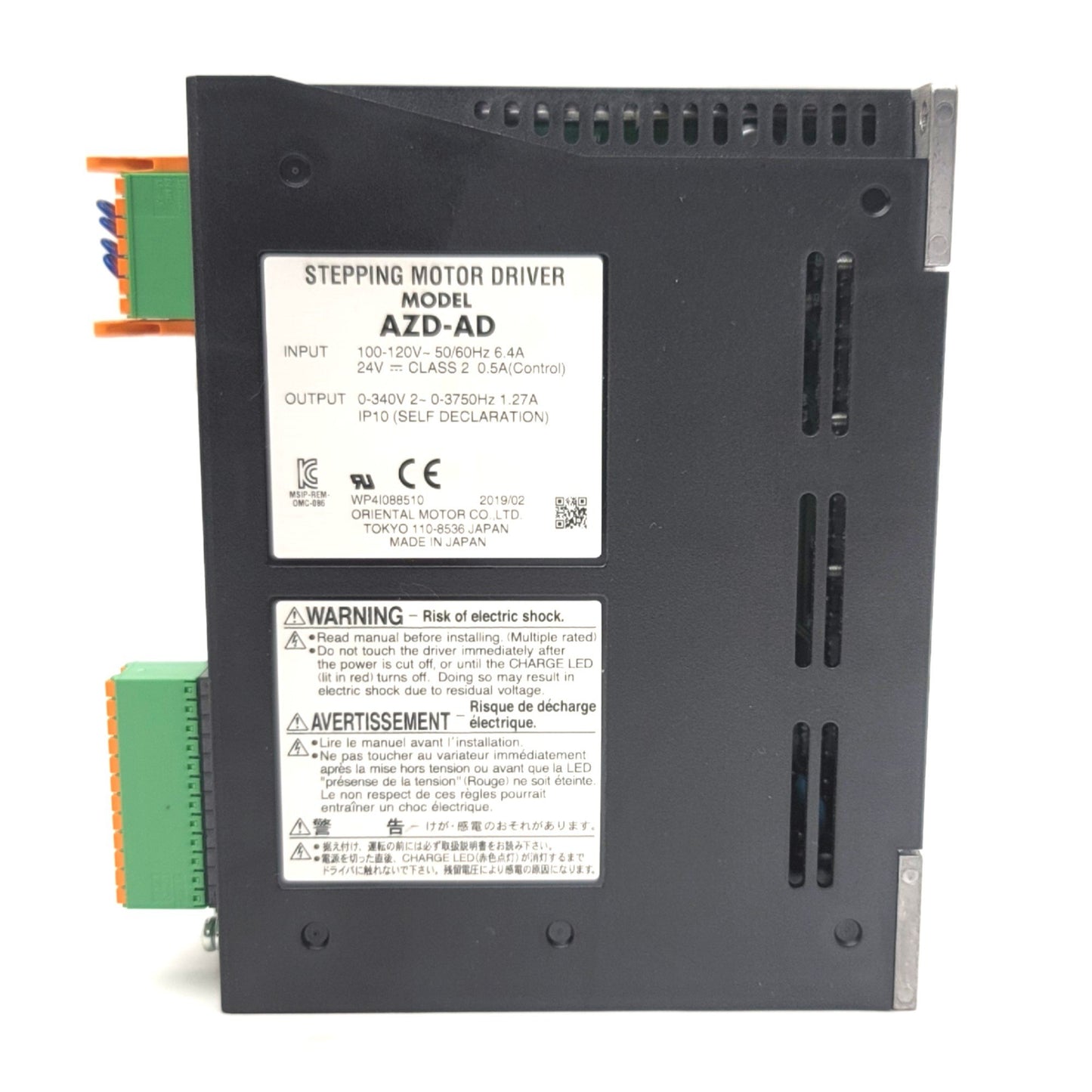 Used Oriental Motor AZD-AD AlphaStep Stepper Motor Driver 120VAC In, 0-340V 2Ph Out