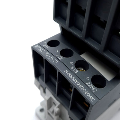 Used ABB AF09Z-30-01-21 Contactor, 3-Pole w/ N/C Aux, With CA4-22U Auxiliary Block