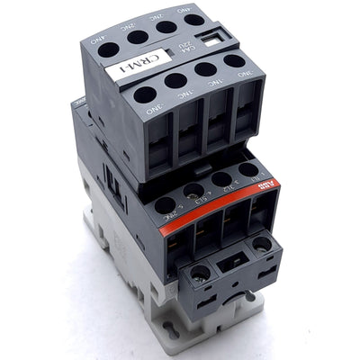 Used ABB AF09Z-30-01-21 Contactor, 3-Pole w/ N/C Aux, With CA4-22U Auxiliary Block
