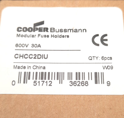 New Cooper Bussman CHCC2DIU Fuse Holder 2P, 600V 30A, LP-CC, FNQ-R, KTK-R, 200kA